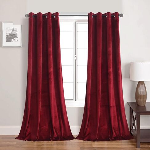 WPM WORLD PRODUCTS MART Orange Velvet Curtains Elegant Window Drapes for Luxury Living Room 84 Inch Long Panels Grommet Bedroom Privacy Sliding Door Backdrops Wedding Décor, Set of 2 (Orange) in Kuwait
