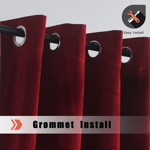 WPM WORLD PRODUCTS MART Orange Velvet Curtains Elegant Window Drapes for Luxury Living Room 84 Inch Long Panels Grommet Bedroom Privacy Sliding Door Backdrops Wedding Décor, Set of 2 (Orange) in Kuwait
