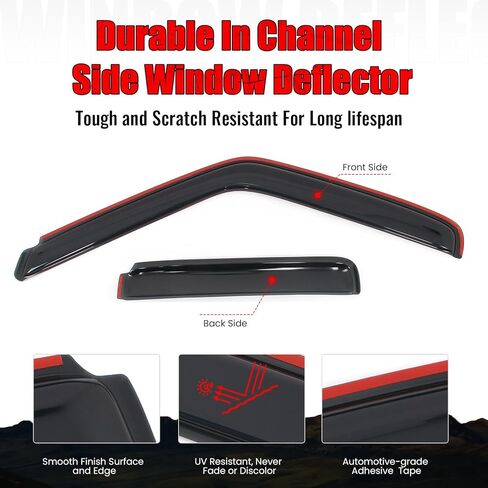IKON MOTORSPORTS in Channel Window Visors Compatible with 1995-2005 GMC Jimmy 4Dr & Chevy Blazer 4Dr, Slim Style Acrylic Smoke Rain Guards, Side Window Wind Deflectors 4PCS in Saudi Arabia