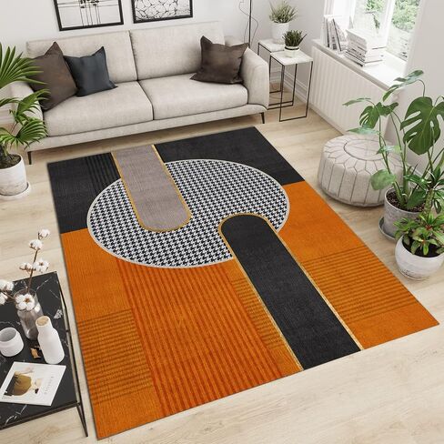 3x6 Runner Rug Medieval Minimalist Geometric Colors Runners Rugs for Hallways, Luxury Elegant Black Orange Art Bedroom Runner Rug Soft Fuzzy Washable for Living Room Game Room Coffee Table in Saudi Arabia