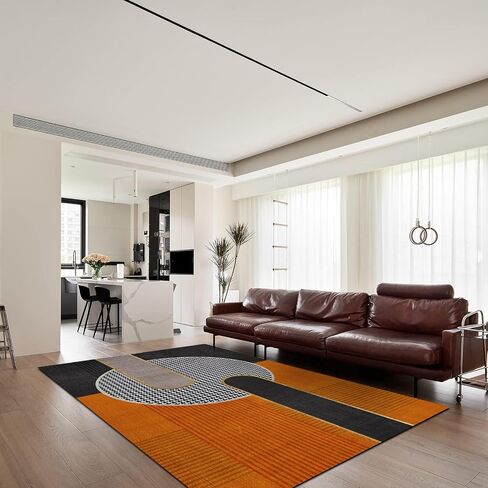 3x6 Runner Rug Medieval Minimalist Geometric Colors Runners Rugs for Hallways, Luxury Elegant Black Orange Art Bedroom Runner Rug Soft Fuzzy Washable for Living Room Game Room Coffee Table in Saudi Arabia