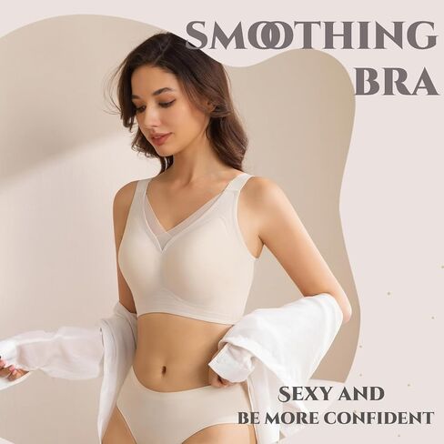 Bras for Women No Underwire Comfortable Sports Bra Smoothing Minimizer Everyday Bra(32C-46DD) in Saudi Arabia