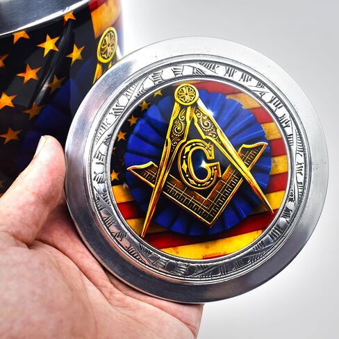 AYAANS Handcrafted Aluminium Urn for Ashes – Durable & Lightweight Cremation Urn – Elegant Memorial for Adults – Secure Closure & Timeless Design (Navy Blue, 6.5" x 6.5" x 11.5" Inches, Masonic) in Saudi Arabia