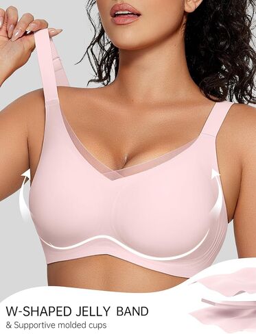 OEAK حمالات الصدر النسائية اللاسلكية V شبكة مريحة Bralette داعمة التي شيرت الصدرية لا Underwire سلس رفع حمالات الصدر اليومية 2XL الوردي in Saudi Arabia