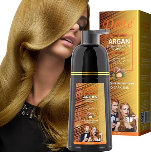 شامبو صبغ الشعر الأسود الفوري لتغطية الشعر الرمادي، شامبو لون الشعر للرجال/النساء، غطاء رمادي 3 في 1-100%، شامبو شعر دائم، مكونات عشبية وخالية من الأمونيا، 420 مل (بني داكن) in Kuwait