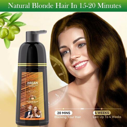 شامبو صبغ الشعر الأسود الفوري لتغطية الشعر الرمادي، شامبو لون الشعر للرجال/النساء، غطاء رمادي 3 في 1-100%، شامبو شعر دائم، مكونات عشبية وخالية من الأمونيا، 420 مل (بني داكن) in Kuwait