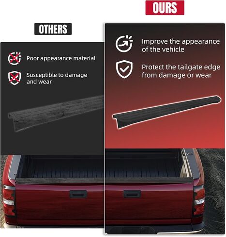 HECASA Tailgate Molding Top Protector Cap Compatible with 2007-2014 Chevy Chevrolet Silverado/GMC Sierra 1500 2500 3500 Replacement for 25844299 GM1904104 Truck Spoiler Protector Cover Black in Saudi Arabia