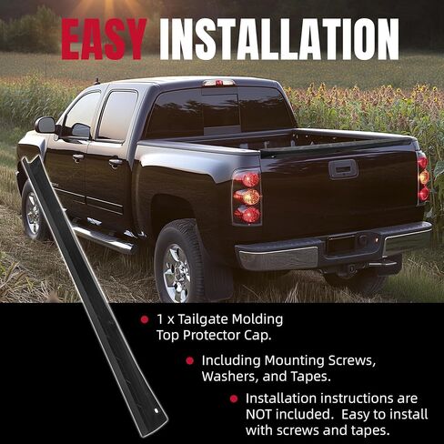 HECASA Tailgate Molding Top Protector Cap Compatible with 2007-2014 Chevy Chevrolet Silverado/GMC Sierra 1500 2500 3500 Replacement for 25844299 GM1904104 Truck Spoiler Protector Cover Black in Saudi Arabia