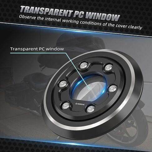 NICECNC Left Transparent Derby Cover Alternator Plug Cover Black Aluminum Compatible with Harley Sportster S RH1250S 2021-2024, Pan America 1250 RA1250 2021-2024, Replacement for 25701120, See Fit. in Saudi Arabia