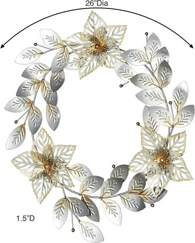 Touch of Class Metallic Sparkling Wreath Metal Wall Art 26 Inches Diameter in Saudi Arabia
