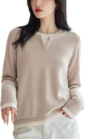 Women's Wool V-Neck Sweater Long Sleeve Basic Pullover Korean Style Casual Top for Spring Wear in Saudi Arabia