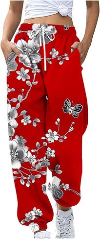 bmkBWO Sweatpants for Women,Fashion Graphic High Waisted Joggers Drawstring Lounge Pants with Pockets in Saudi Arabia