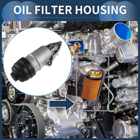 Engine Oil Filter Base Housing Assembly, Oil Filter Housing No.06E115405K for Audi A4 A5 A6 Upgraded Aluminum Alloy Silver Tone, 1 Pc in Saudi Arabia