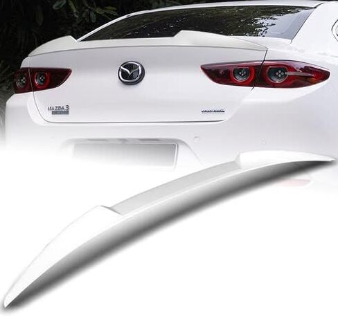 W-Power ABS Plastic V-Style Rear Trunk Lid Spoiler Wing Compatible with 2019-2023 Mazda 3 Sedan, 2020 2021 2022 (Pearl Black) in Saudi Arabia