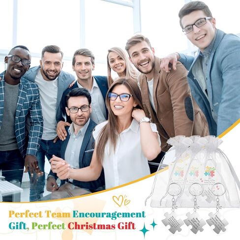 Tondiamo 12/24/36 مجموعات هدايا تقدير الموظفين السائبة فريق لغز قطعة سلاسل المفاتيح مع بطاقة شكر لزملاء العمل الموظفين in Kuwait