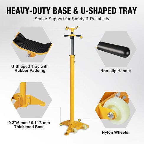 سترة صفراء لدعم underhoist سعة 3/4 طن ، والرفع من 43.3 "إلى 70.9" ، وعجلتان ، ومقبض تدور محمولة ، والسرج المحيط ، ودعم مكونات المركبات ، ومسمار القفل الذاتي in Kuwait