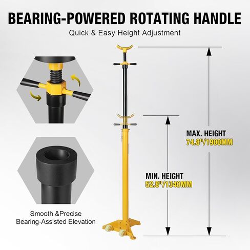 سترة صفراء لدعم underhoist سعة 3/4 طن ، والرفع من 43.3 "إلى 70.9" ، وعجلتان ، ومقبض تدور محمولة ، والسرج المحيط ، ودعم مكونات المركبات ، ومسمار القفل الذاتي in Kuwait