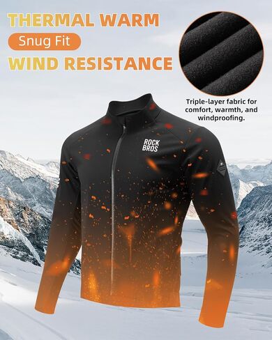 ROCKBROS Winter Cycling Jacket for Men Windbreaker Long Sleeve Bike Jacket Thermal Running Jacket for Cold Weather in Saudi Arabia