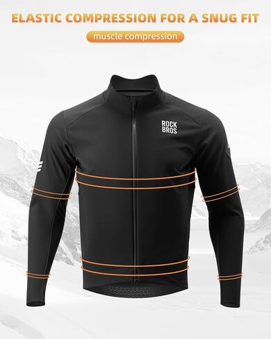ROCKBROS Winter Cycling Jacket for Men Windbreaker Long Sleeve Bike Jacket Thermal Running Jacket for Cold Weather in Saudi Arabia