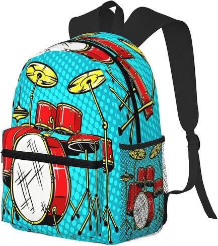 Travel Backpack for Boys Girls Kids, Doodle Drum Musical Instrument Backpacks Children School Bag Bookbag Daypack for Men Women in Saudi Arabia