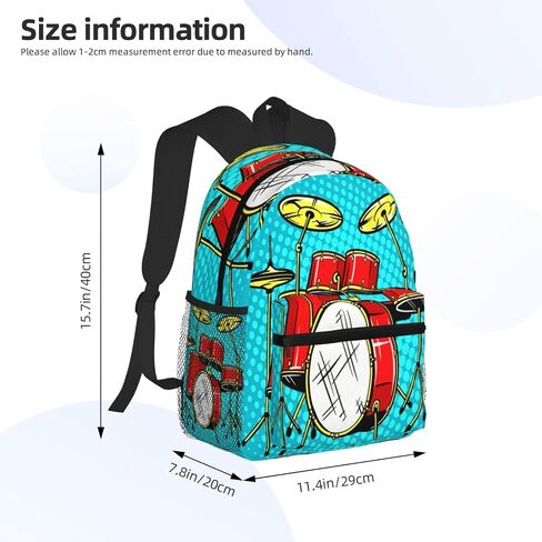 Travel Backpack for Boys Girls Kids, Doodle Drum Musical Instrument Backpacks Children School Bag Bookbag Daypack for Men Women in Saudi Arabia