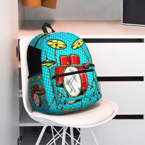 Travel Backpack for Boys Girls Kids, Doodle Drum Musical Instrument Backpacks Children School Bag Bookbag Daypack for Men Women in Saudi Arabia