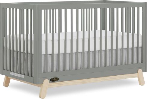 Hygge 5-in-1 Convertible Crib in Matte Black Vintage, JPMA & Greenguard Gold Certified, Made of Sustainable Pinewood, Easy to Clean, Safe Wooden Nursery Furniture in Kuwait
