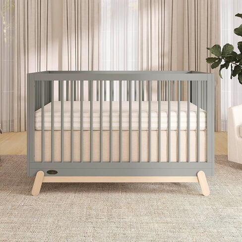 Hygge 5-in-1 Convertible Crib in Matte Black Vintage, JPMA & Greenguard Gold Certified, Made of Sustainable Pinewood, Easy to Clean, Safe Wooden Nursery Furniture in Kuwait