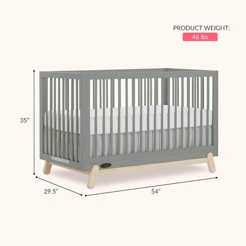 Hygge 5-in-1 Convertible Crib in Matte Black Vintage, JPMA & Greenguard Gold Certified, Made of Sustainable Pinewood, Easy to Clean, Safe Wooden Nursery Furniture in Kuwait