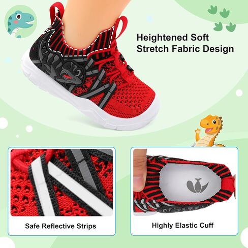 FEETCITY Toddler Shoes Boys Girls Walking Shoes Toddler Slip On Shoes Wide Kids Tennis Shoes Lightweight Toddler Dinosaur Shoes Baby Sneakers in Kuwait