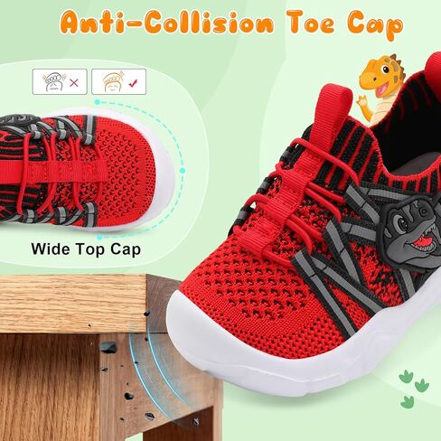 FEETCITY Toddler Shoes Boys Girls Walking Shoes Toddler Slip On Shoes Wide Kids Tennis Shoes Lightweight Toddler Dinosaur Shoes Baby Sneakers in Kuwait
