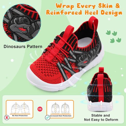 FEETCITY Toddler Shoes Boys Girls Walking Shoes Toddler Slip On Shoes Wide Kids Tennis Shoes Lightweight Toddler Dinosaur Shoes Baby Sneakers in Kuwait
