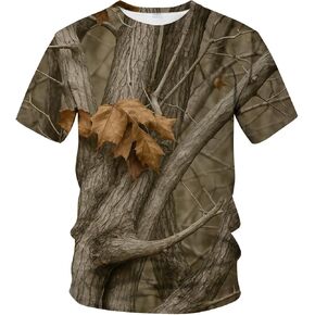 Funny Tree Camo Graphic T-Shirt Novelty Short Sleeve Crewneck Shirt in Saudi Arabia