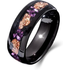 Black Tungsten Ring for Men Women, 8mm 4mm Rhodium Plated Blue Purple Nebula Galaxy Fragments Opal Inlay Promise Engagement Wedding Band Jewelry Gifts in Kuwait