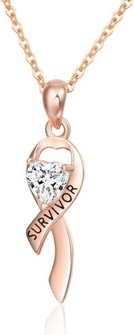 Dreamboat Sterling Silver Breast Cancer Necklace for Woman Pink Ribbon Pendant Necklace Cancer Awareness Hope Breast Cancer Survivor Gifts Jewelry in Saudi Arabia