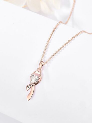 Dreamboat Sterling Silver Breast Cancer Necklace for Woman Pink Ribbon Pendant Necklace Cancer Awareness Hope Breast Cancer Survivor Gifts Jewelry in Saudi Arabia