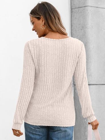 Long Sleeve Henley Shirts Women's Business Casual Lightweight Tunic Sweater Tops in Saudi Arabia