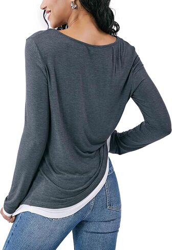 Long Sleeve Shirts for Women Casual, Basic Tees for Women Loose Fit, Lightweight Tunic Tops to Wear with Leggings in Saudi Arabia