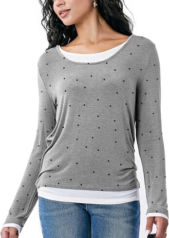 Long Sleeve Shirts for Women Casual, Basic Tees for Women Loose Fit, Lightweight Tunic Tops to Wear with Leggings in Saudi Arabia
