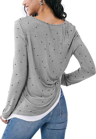 Long Sleeve Shirts for Women Casual, Basic Tees for Women Loose Fit, Lightweight Tunic Tops to Wear with Leggings in Saudi Arabia