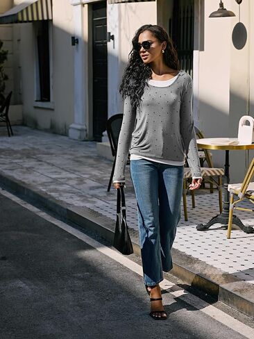 Long Sleeve Shirts for Women Casual, Basic Tees for Women Loose Fit, Lightweight Tunic Tops to Wear with Leggings in Saudi Arabia