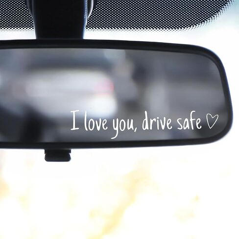 4Pcs "I love you, drive safe" Car Decals for Women, Cute Rearview Mirror Stickers Window Cup Glass Gifts for Her(PVC+Vinyl) in Saudi Arabia