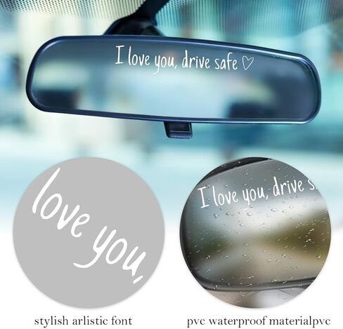 4Pcs "I love you, drive safe" Car Decals for Women, Cute Rearview Mirror Stickers Window Cup Glass Gifts for Her(PVC+Vinyl) in Saudi Arabia
