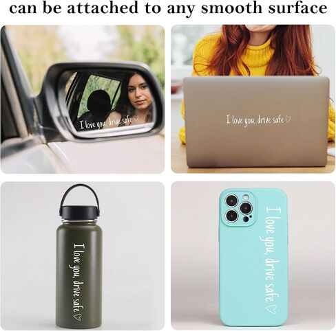 4Pcs "I love you, drive safe" Car Decals for Women, Cute Rearview Mirror Stickers Window Cup Glass Gifts for Her(PVC+Vinyl) in Saudi Arabia