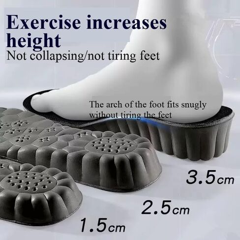 Height Increase Insoles for Men and Women,Bamboo Comfort Memory Foam Insoles, Breathable 4D Cloud Insoles for Shock Absorption, Foot Pain Relief (Height : 0.98In, Men: US 8-12) in Kuwait