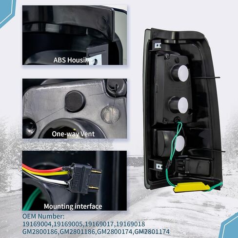 VPIMOZO LED Tail Light Assembly Compatible With 99-06 Silverado 1500 1500HD 2500 2500HD 3500 99-02 GMC Sierra 1500 1500HD 2500 2500HD 3500 Rear Brake Lamps w/Wiring Harness Smoke Black housing in Kuwait