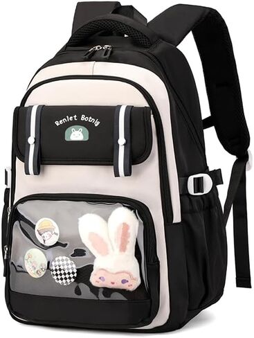 Kids Backpack for Teen Girls with Bunny Clear School Bag for Elementary Middle School Kawaii Bookbag for Women Pink in Kuwait