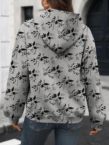 Women's Oversized Hoodie Leopard Camo Maple Leaf Floral Loose Fit Fleece Hoodie with Kangaroo Pocket in Kuwait