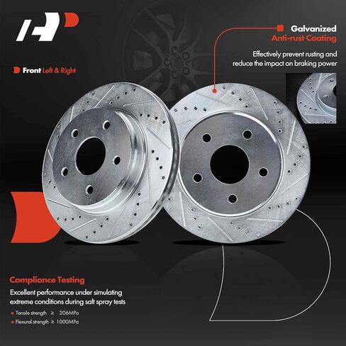 A-Premium 13.23 inch (336mm) Front Drilled and Slotted Disc Brake Rotors Compatible with Select Dodge, Ram and Chrysler Models - Ram 1500 2002-2010, 1500 2011-2018, Durango 2004-2009, Aspen 2007-2009 in Saudi Arabia