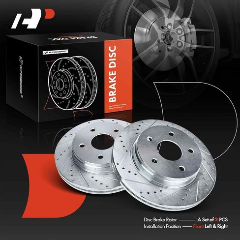 A-Premium 13.23 inch (336mm) Front Drilled and Slotted Disc Brake Rotors Compatible with Select Dodge, Ram and Chrysler Models - Ram 1500 2002-2010, 1500 2011-2018, Durango 2004-2009, Aspen 2007-2009 in Saudi Arabia